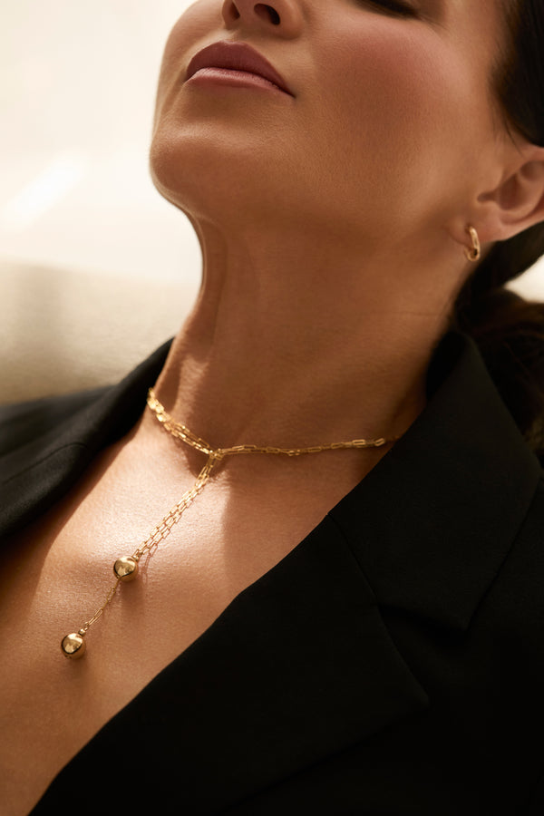 Klas Gold Wrap Necklace on model