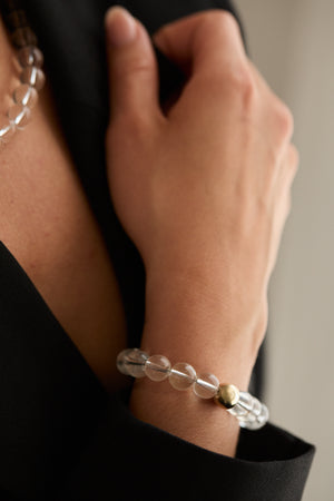 Klas Clarity Quartz Gold Bracelet on model