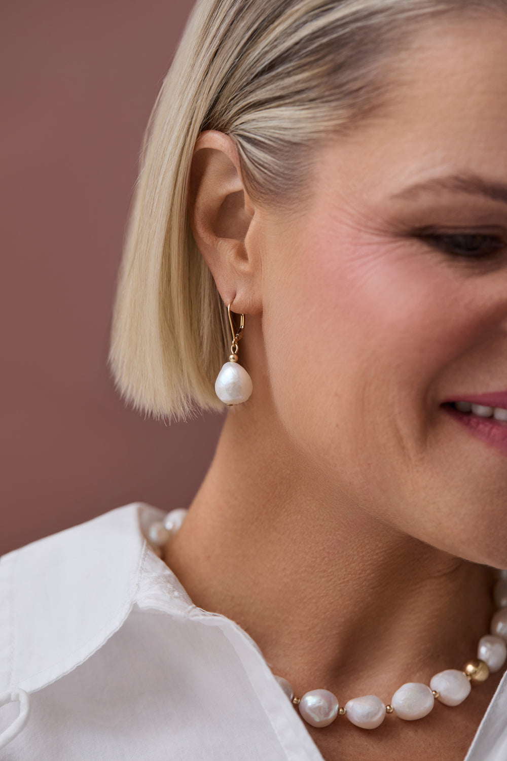 Klas LUX Bold Pearl Earrings on white background