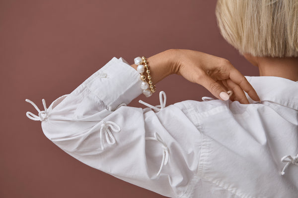 Klas Lux Bold Pearl Bracelet on model