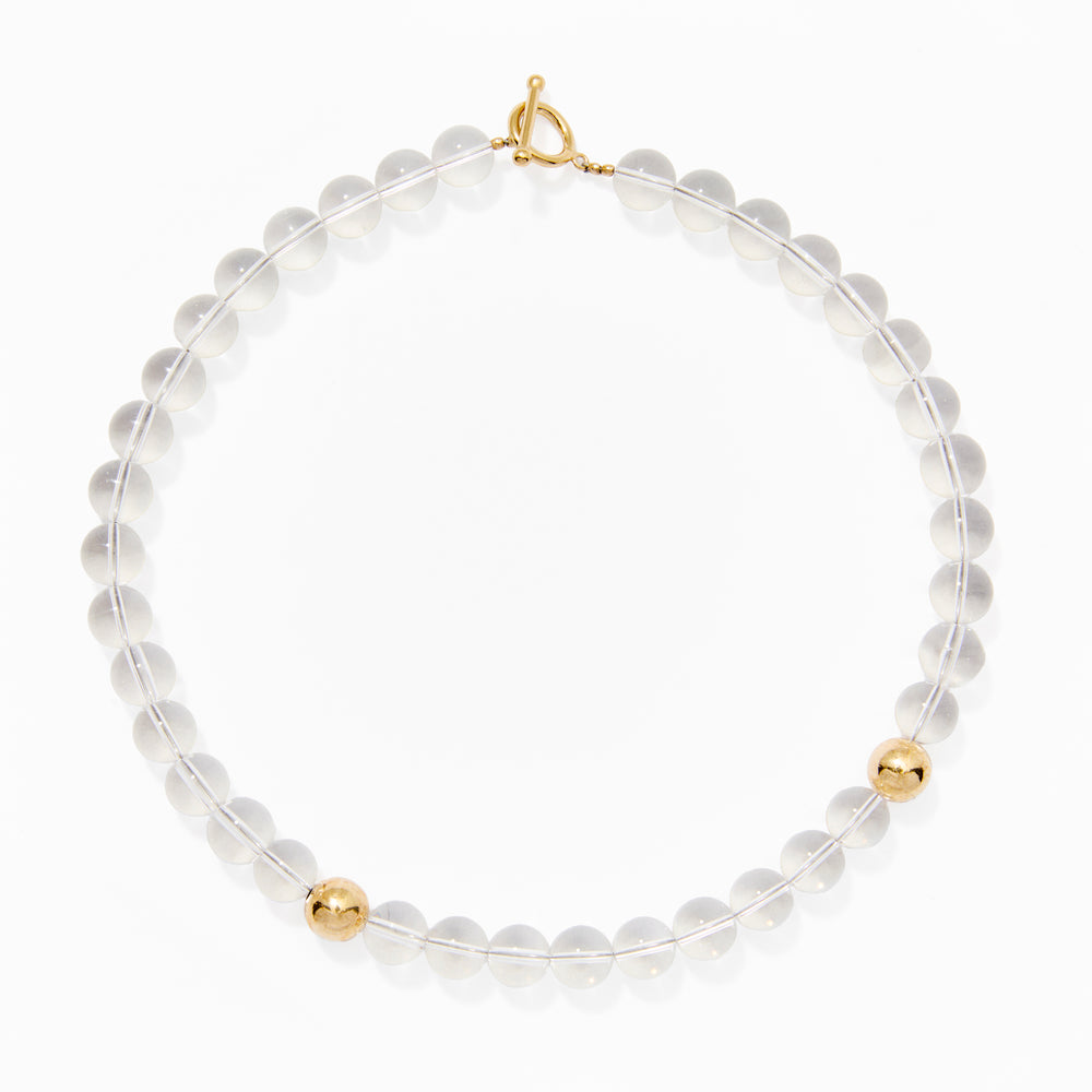 Klas Clarity Quartz Gold Necklace on white background