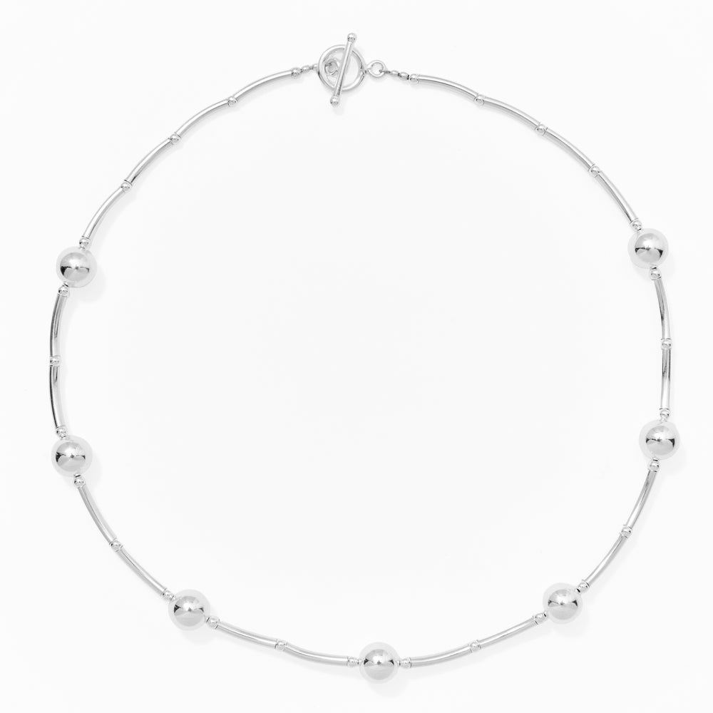 Klas Curves Silver Necklace on white background