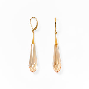 Klas Crystal Teardrop Earrings in Golden Shadow on white background