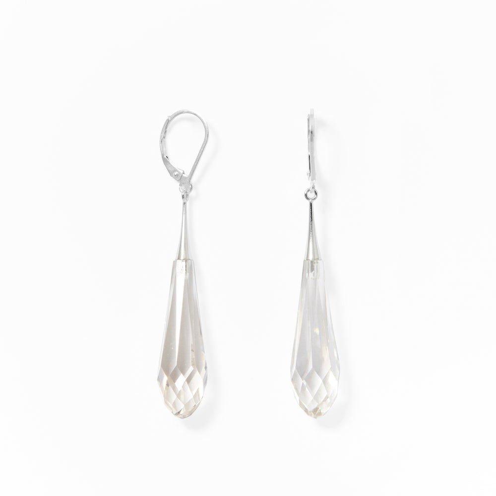 Klas Crystal Teardrop Earrings in Crystal Shadow on white background