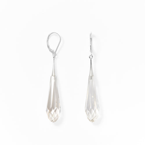 Klas Crystal Teardrop Earrings in Crystal Shadow on white background